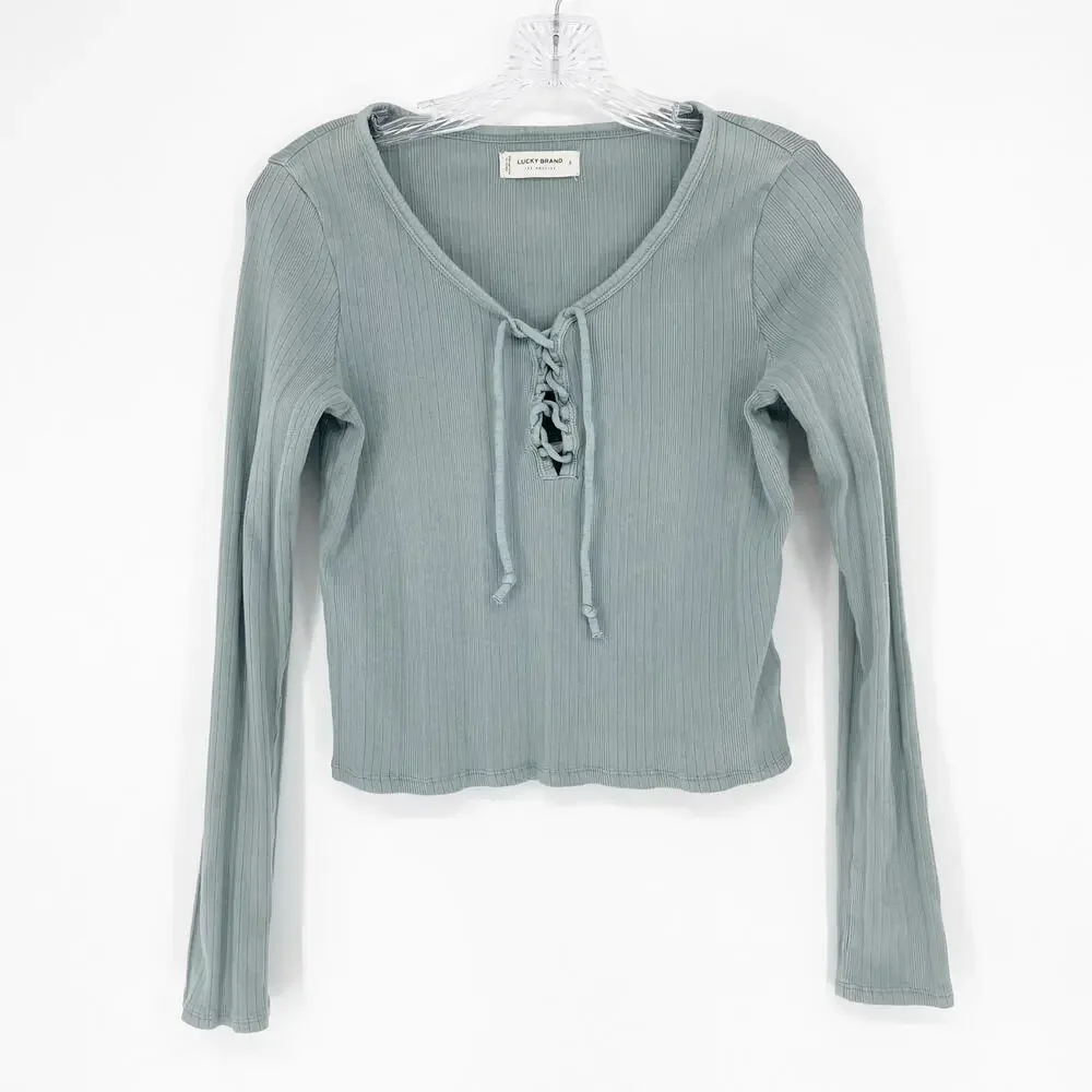 Lucky Brand Long Sleeve Ribbed Top Size Small